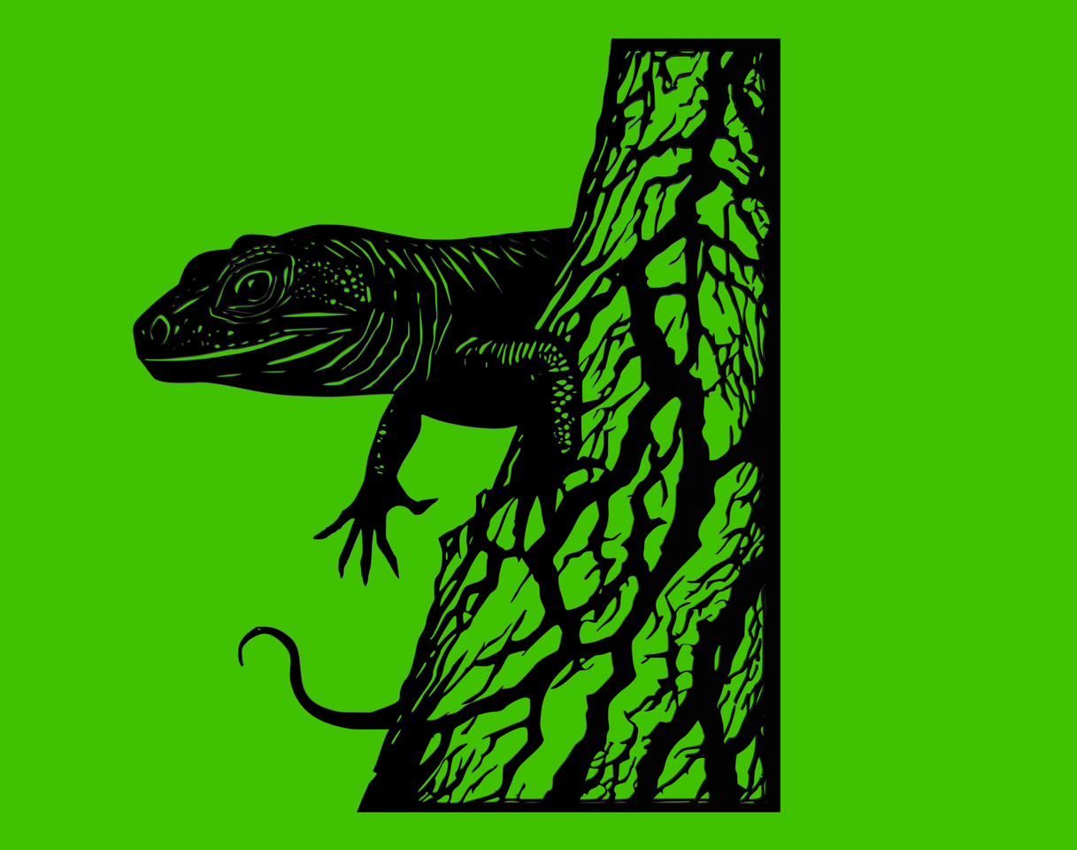 "Treptile On Tree" 2d Duvar Dekorasyonu (Sadece Plastik Aparattır!!!)