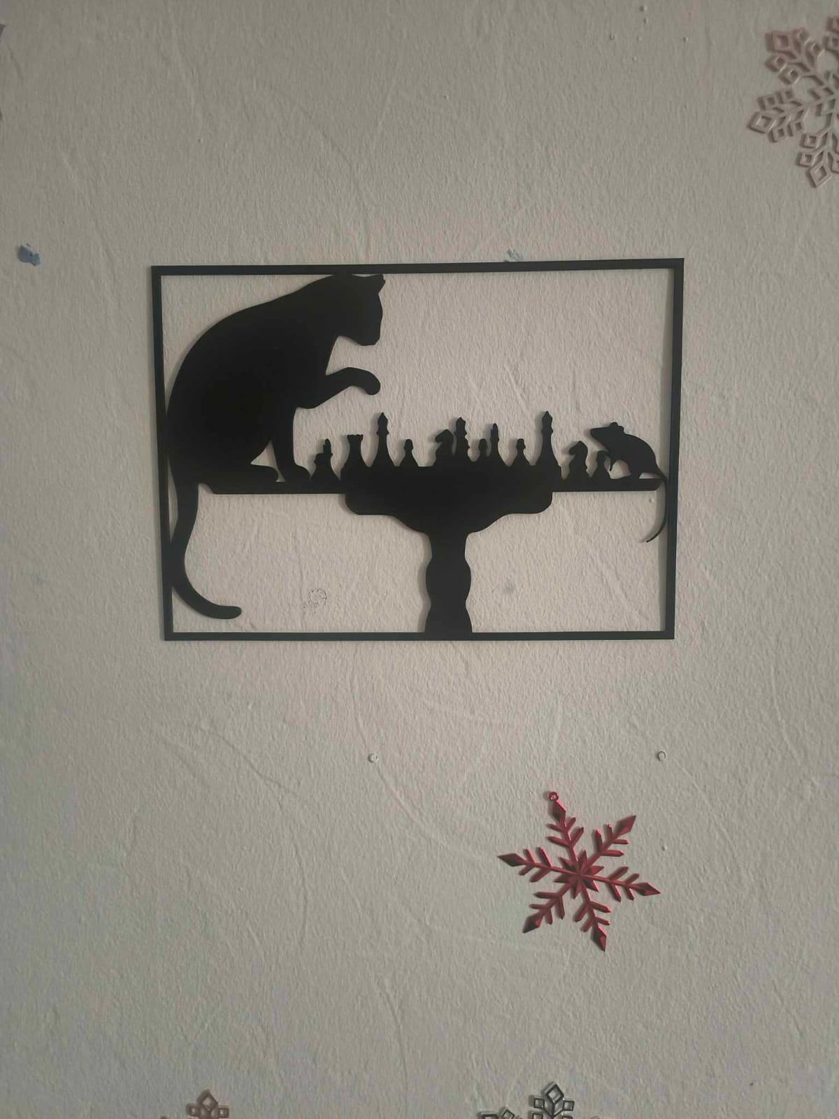 Wall art cat chess