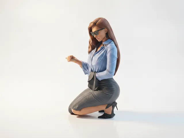 Kneeling Lady Figurine Female Character 3D Printable