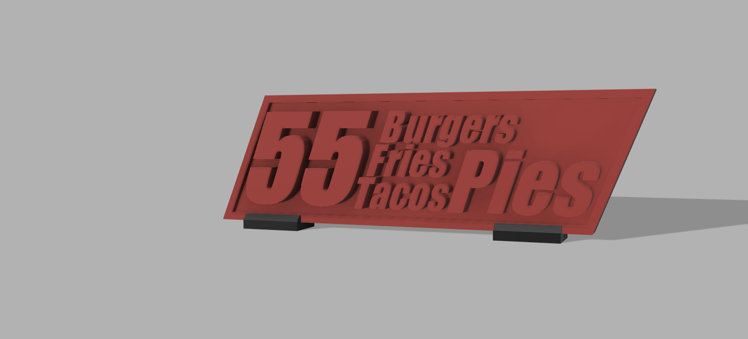 55 Burgers, 55 Fries, 55 Tacos, 55 Pies keyring or plaque