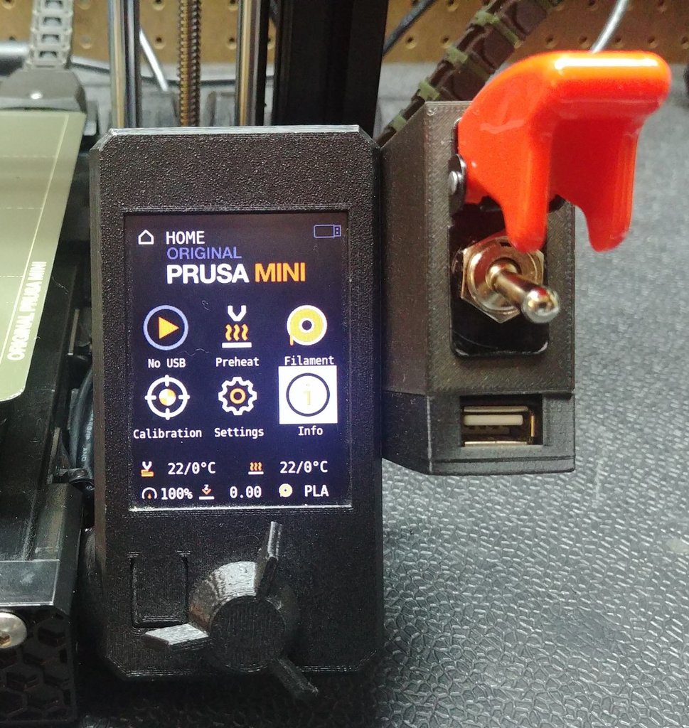 Prusa Mini MissileToggle Switch and USB on Display