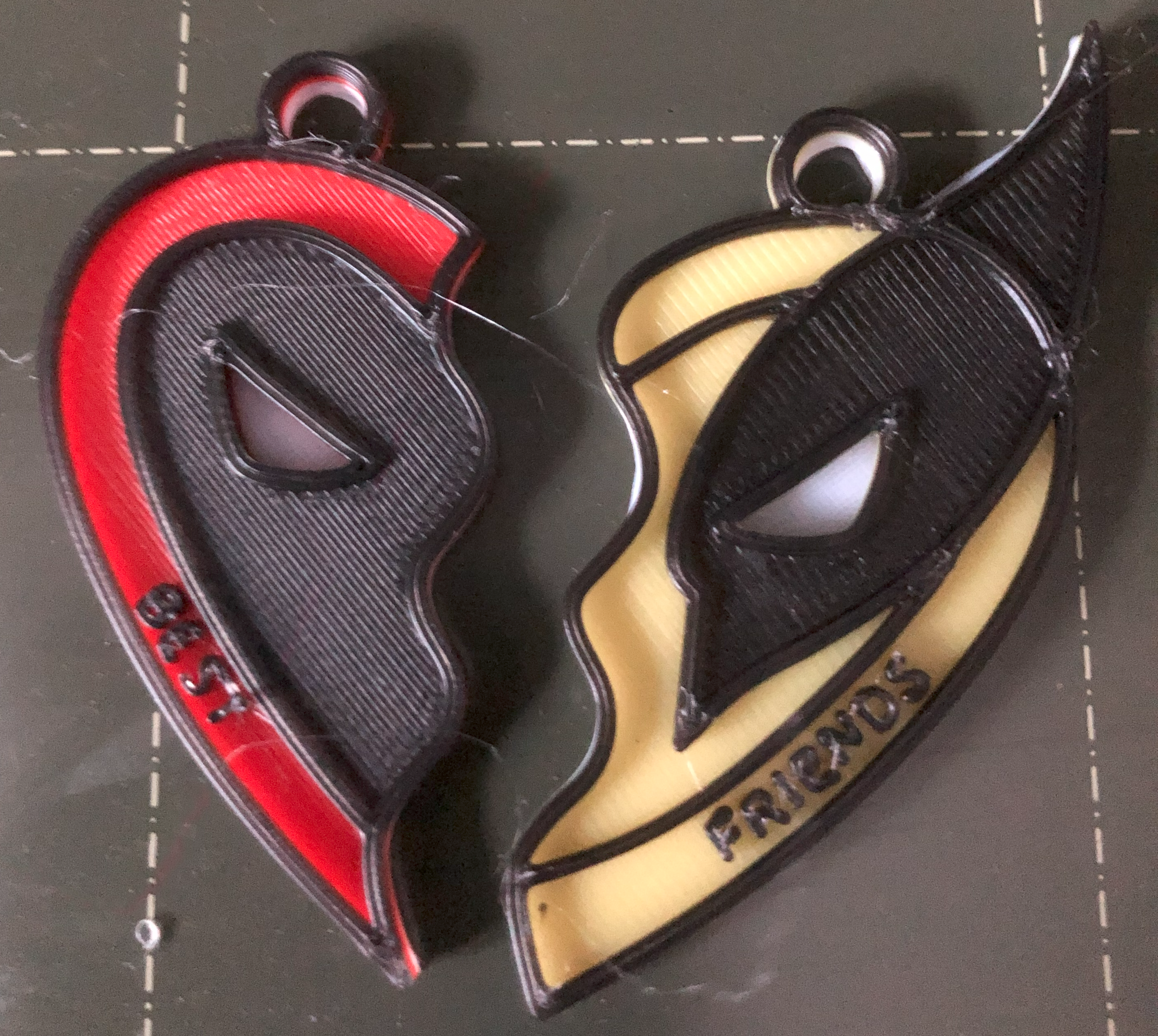 Multilayered Deadpool <3 Wolverine Heart Charm Necklace