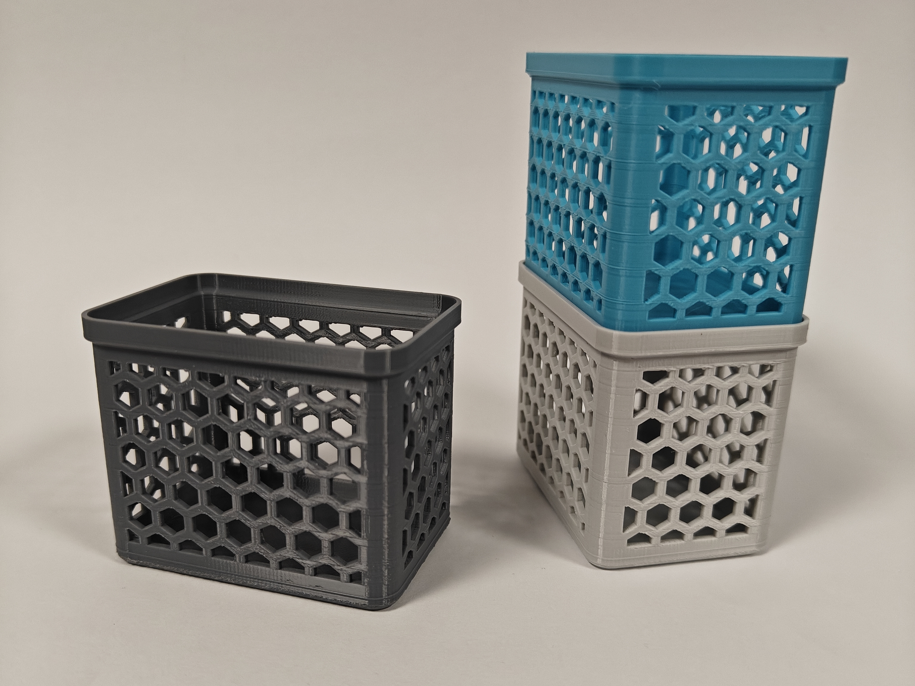 Stackable Organizer Bins | 3 Sizes | Hex Pattern