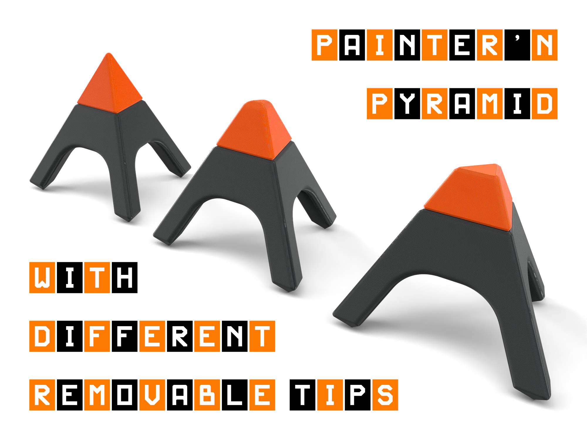 Painter's pyramid with various removable tips.