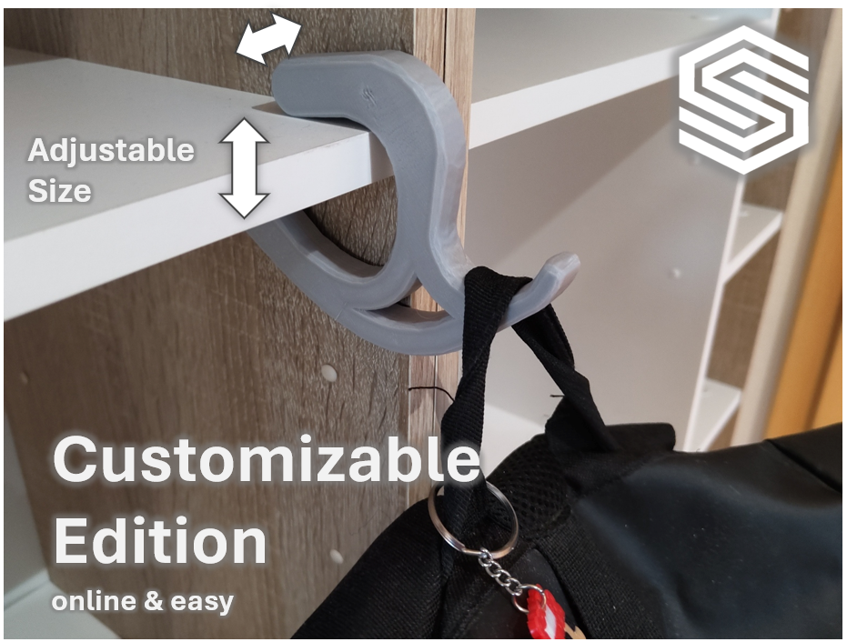 Customizable Desk Bag Hook (no software needed)