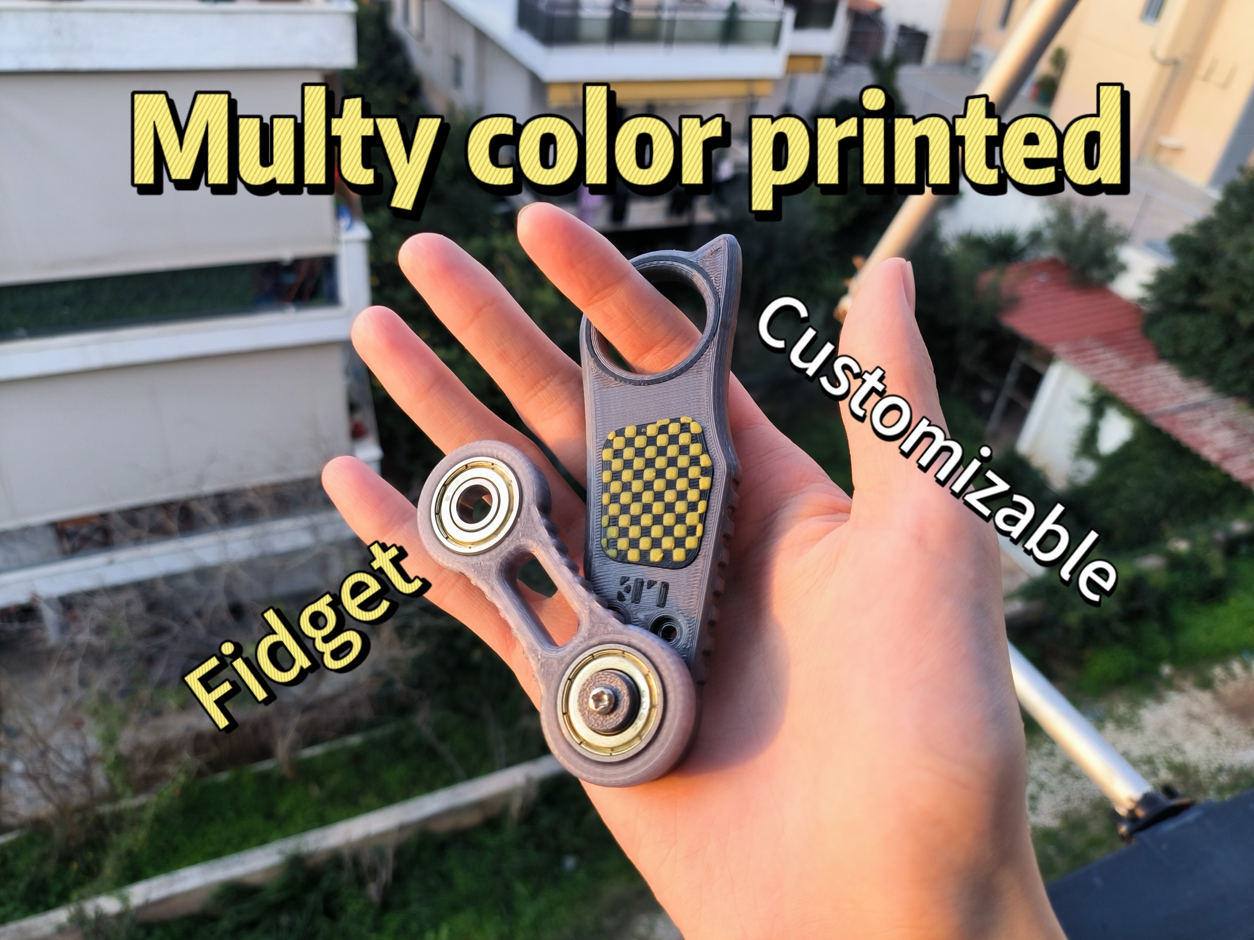 Mechanical style Finger Slinger fidget toy (customizable sign)