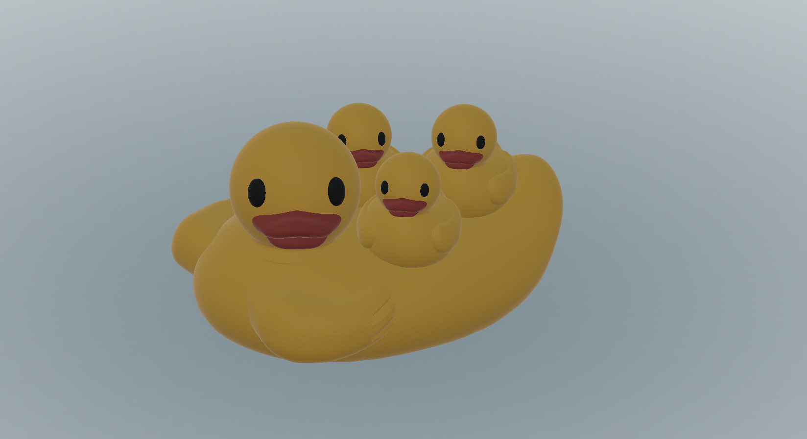 Duck carrying cute ducklings