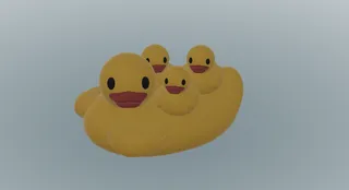 Duck carrying cute ducklings