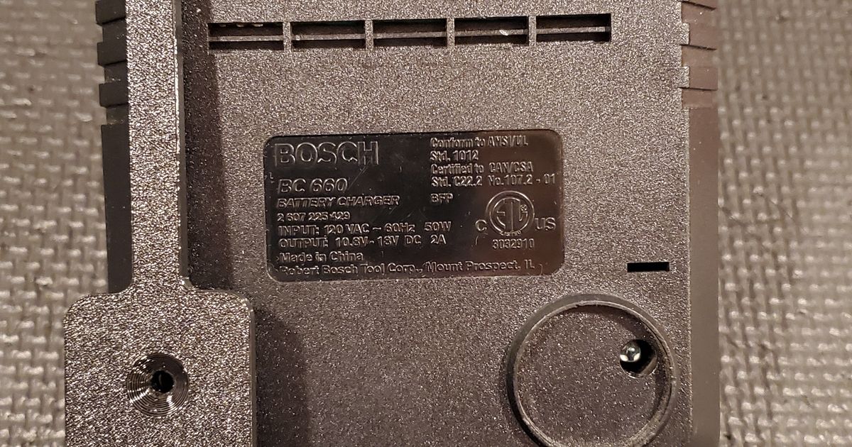 Bosch BC 660 Battery Charger Mount by Danny Download free STL