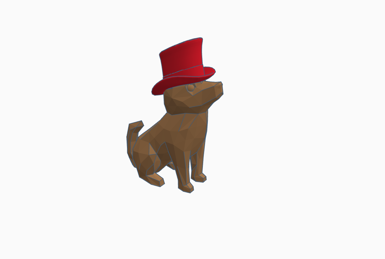 Cute Sitting Low Poly Dog (Top Hat) With a keychain version!