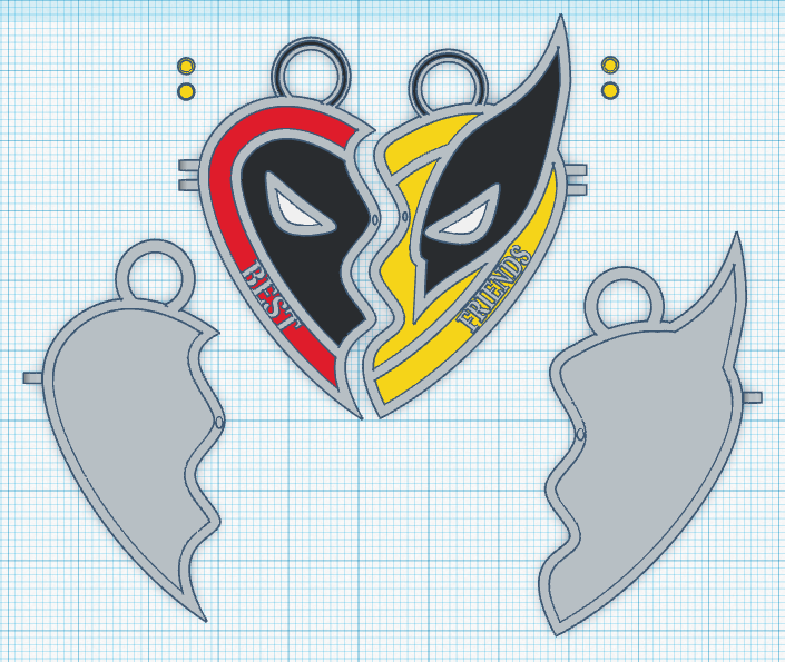 DeadPool and Wolverine best friend locket/ Pendant set by 3dPrintedDad ...