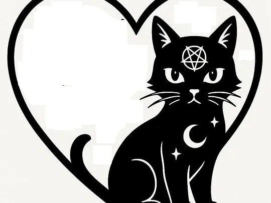 Heart with celestial Cat Wall art