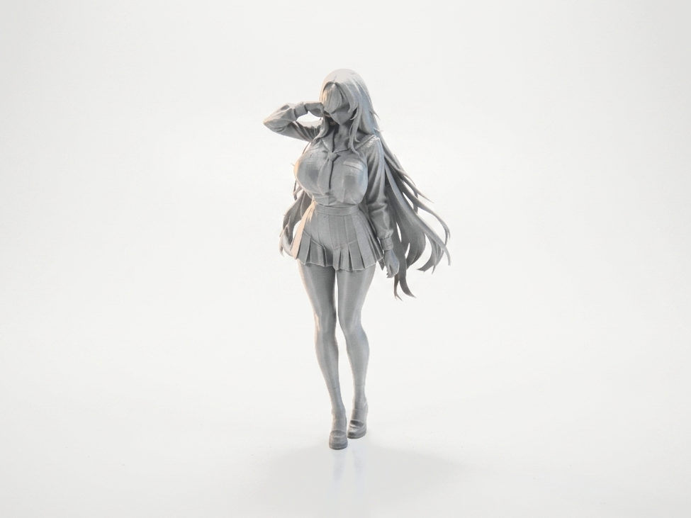 Anime Schoolgirl Figurine Female Character 3D Printable