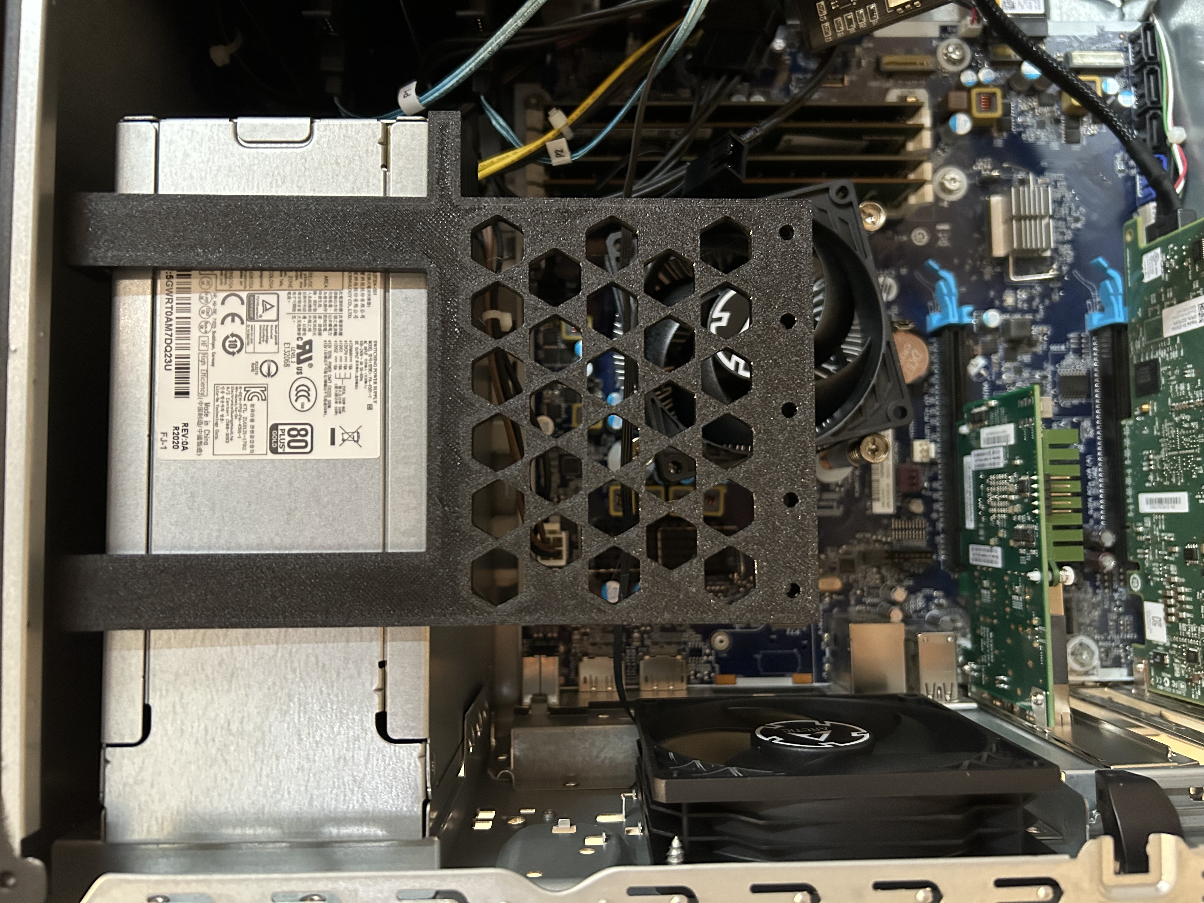 HP G2 Z4 Tower PSU Clamp fan bracket mount to cool PCIe area