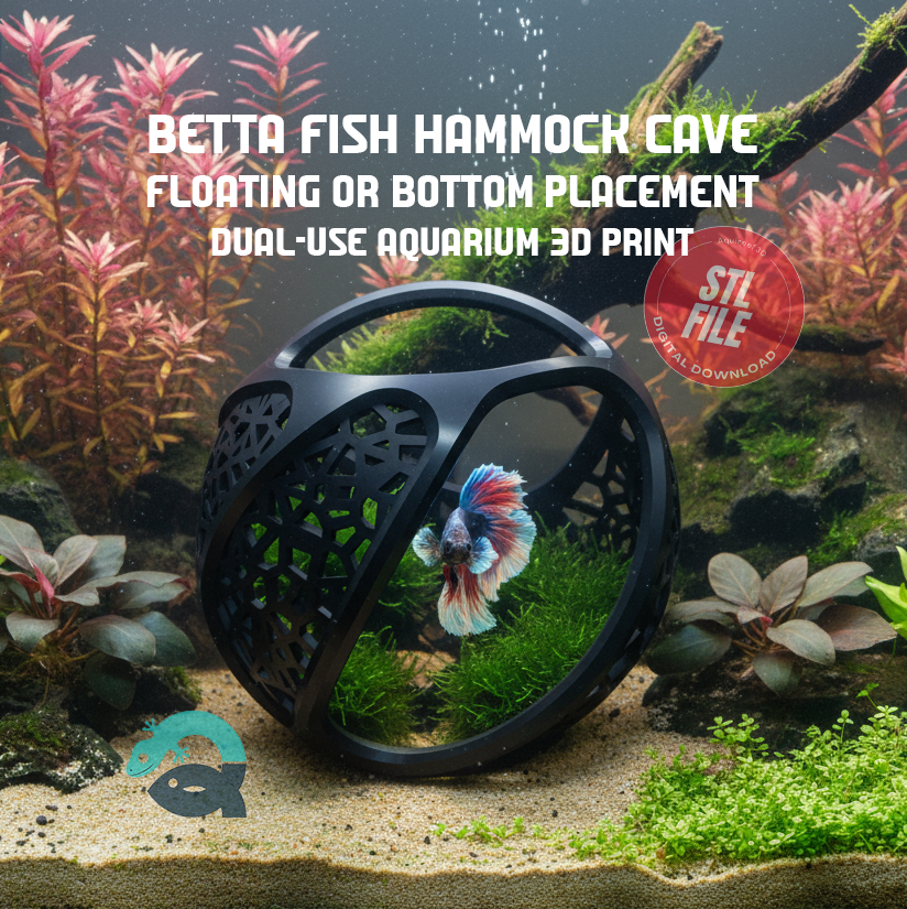 Betta Cave Hammock - Floating, Mounted & Free Placement Aquarium Fish Resting Cave, Modern Betta Fish Hideout