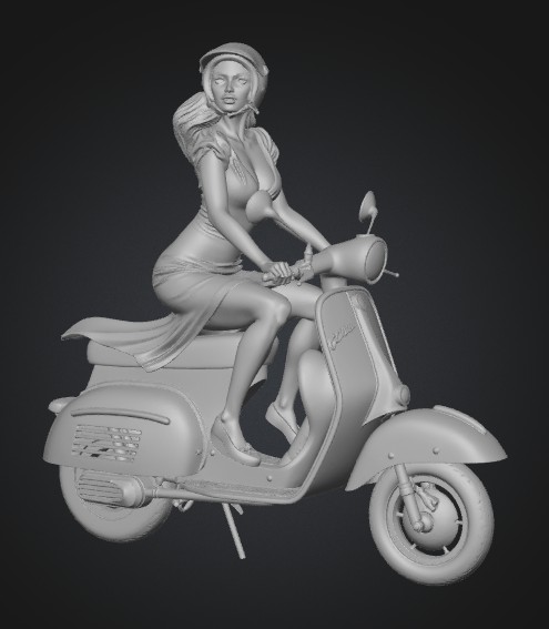 Pin-Up on a Mint Scooter