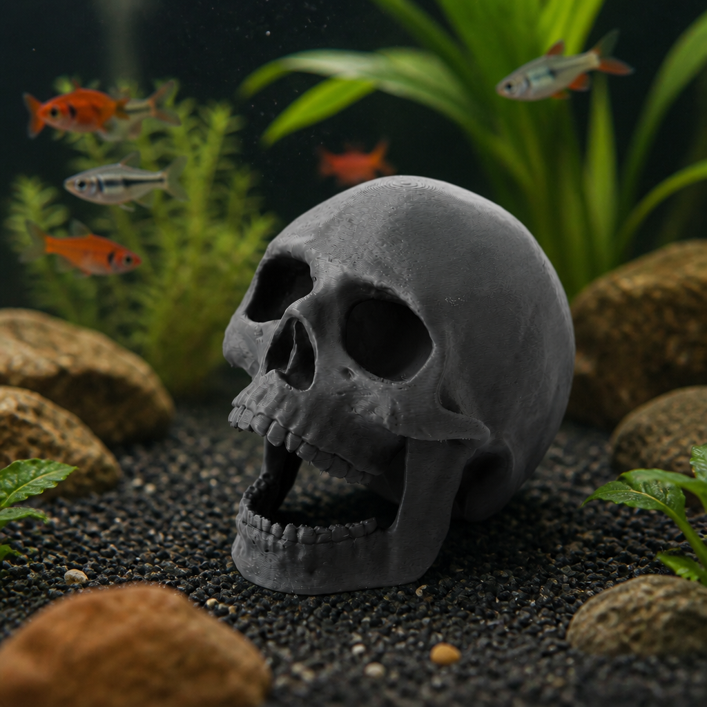 Open Jaw Skull Aquarium Decor