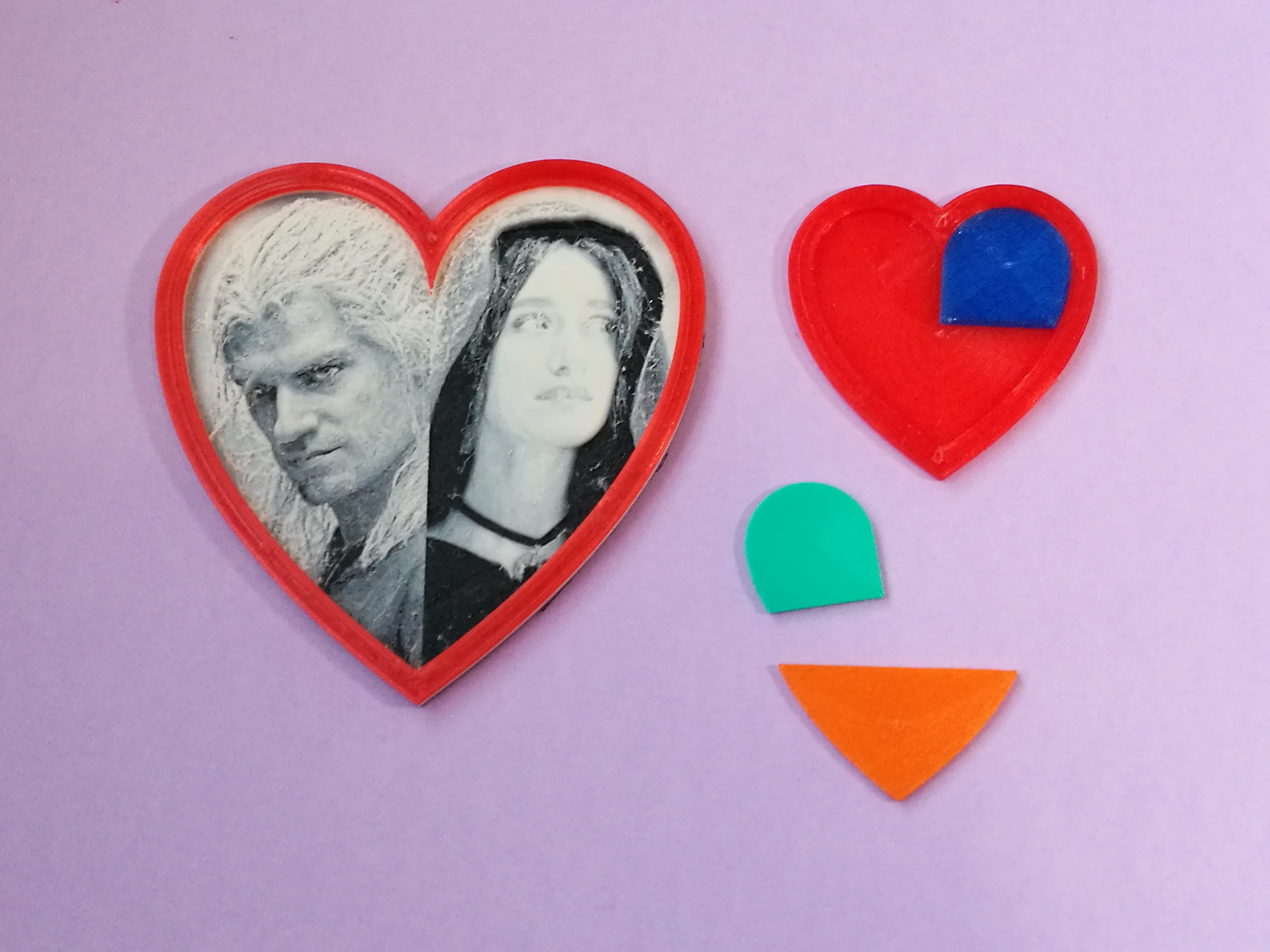 Heart model cutter & frame tool - customizable OpenSCAD, HueForge friendly