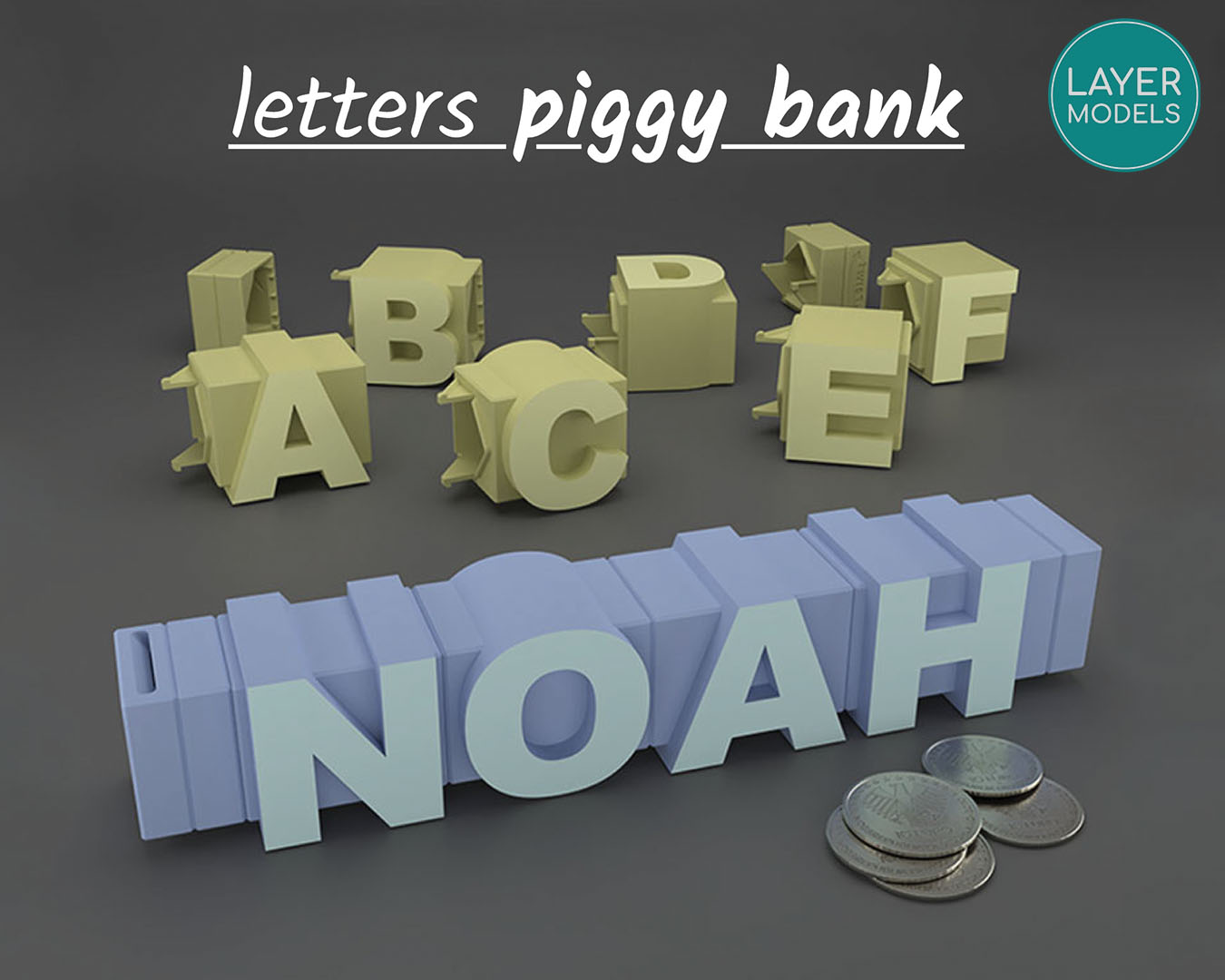 LetterBank: The personalized Piggy Bank - Standard Font