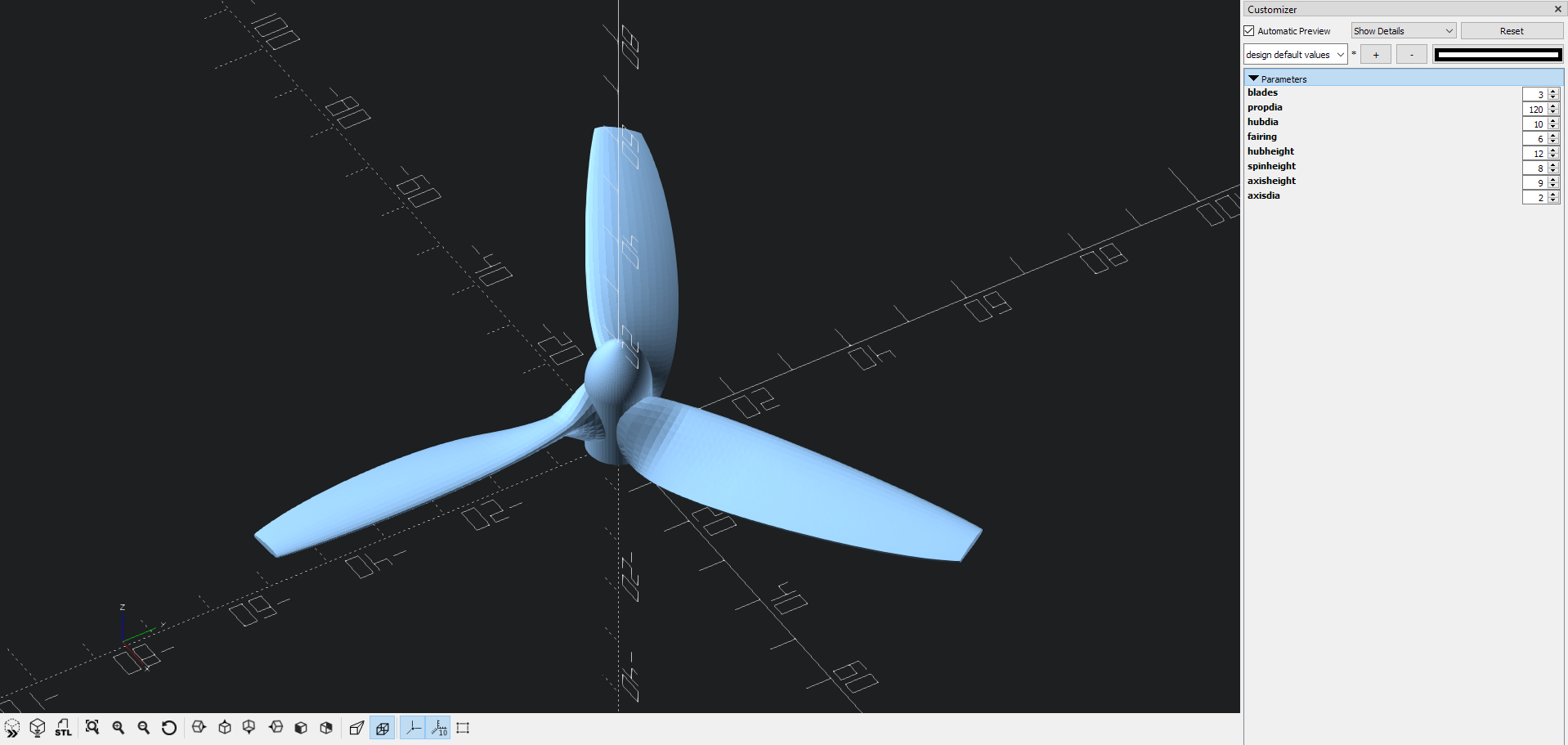 NACA airfoil RC plane propeller generator 3D model thumbnail