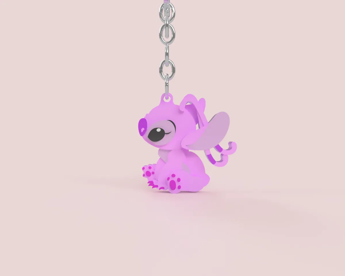STL file Keychain Stitch Pink (Angel) 🗝️・Design to download and 3D  print・Cults