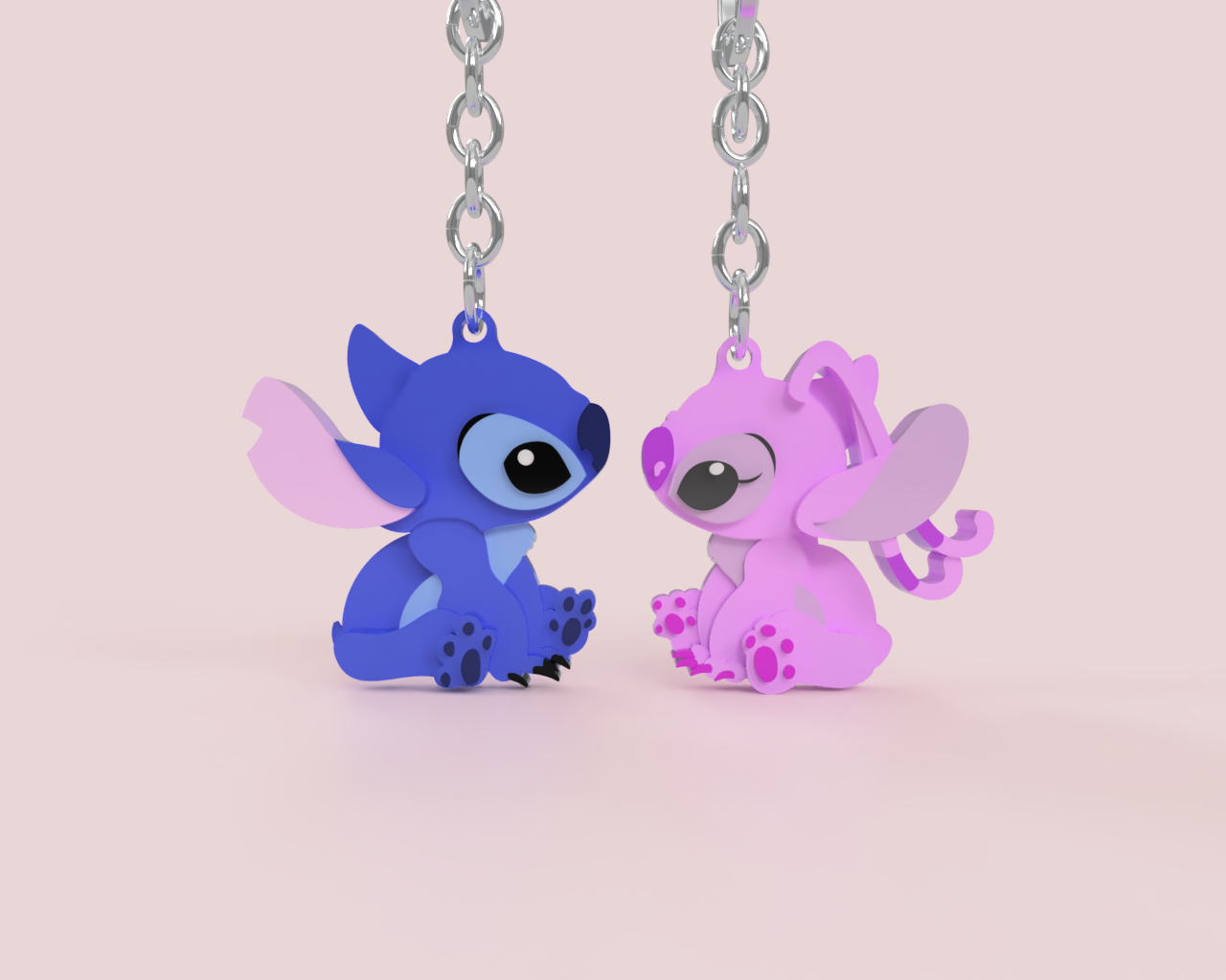 Stitch and Angel keychain by TAICED Construyendo Ideas Download free STL model