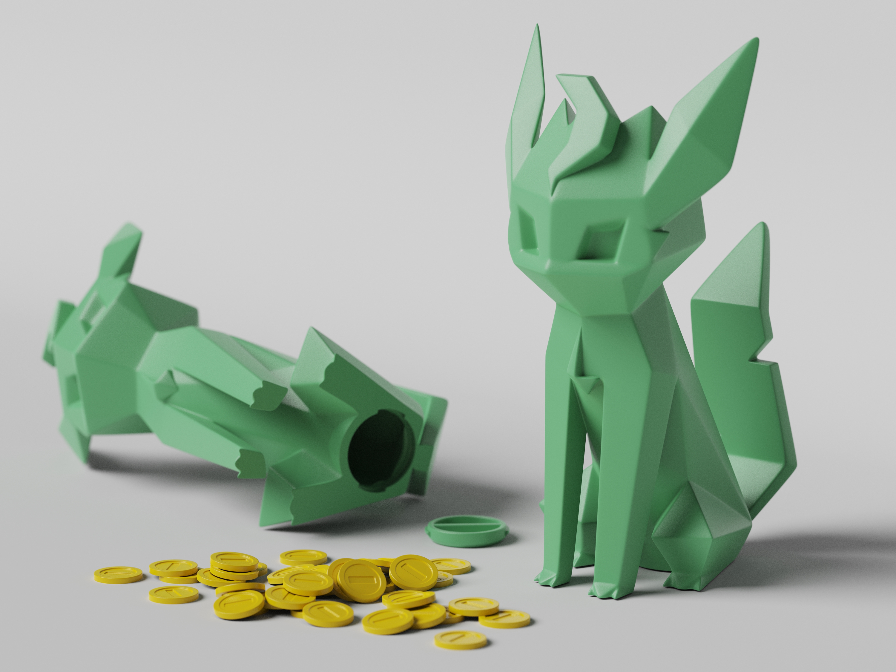 Low-poly Leafeon - Piggy Bank