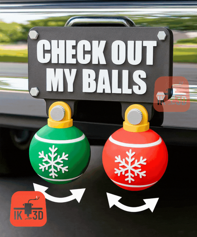Personalizable Christmas Balls Hitch Cover / Multiparts / Single Color Printer