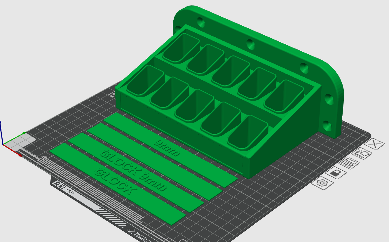 Glock Double Stack Wall Mounted Magazine Holder (10 Magazine Variant)