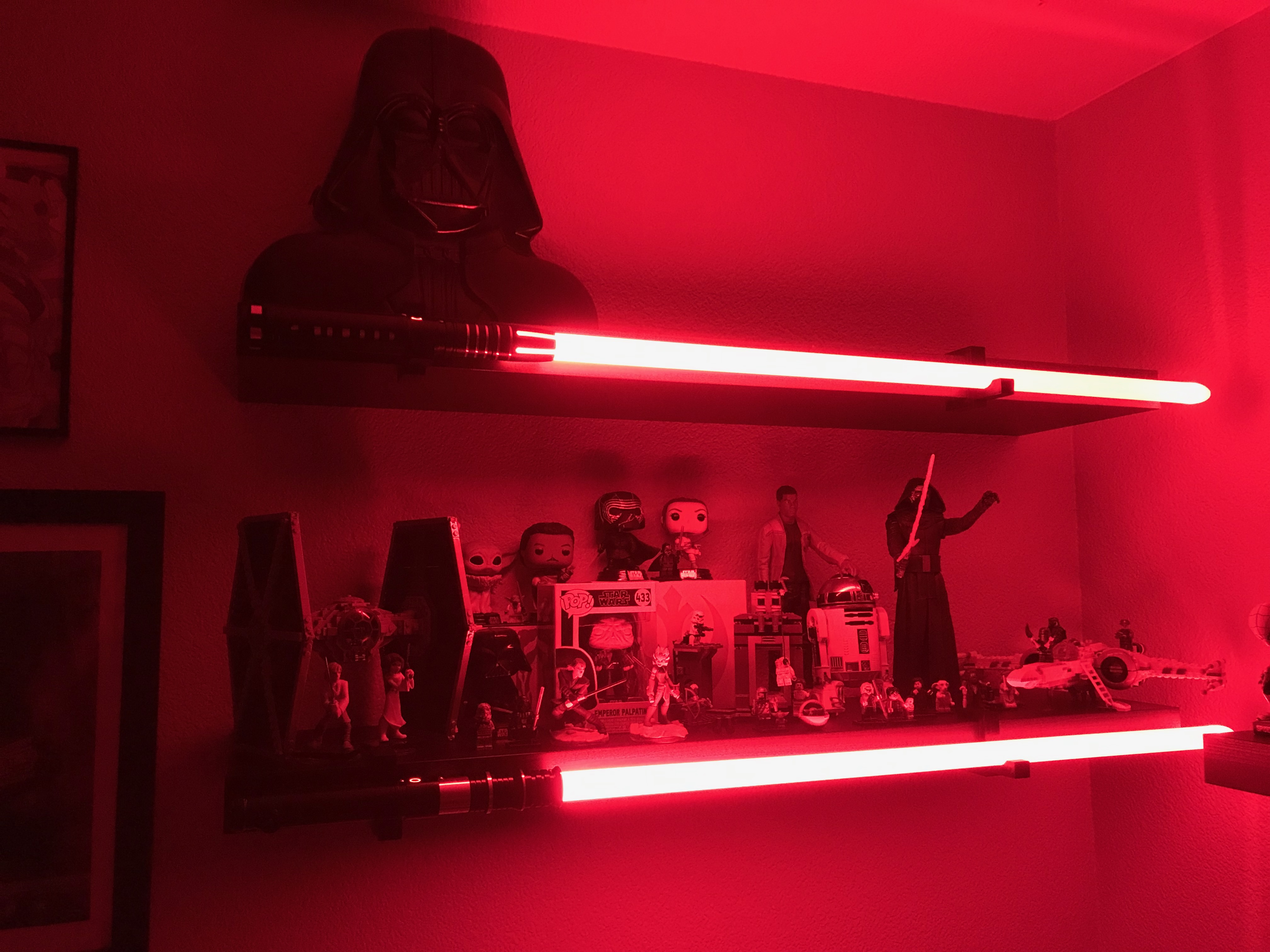 Light saber holder - Ikea Lack floating shelf