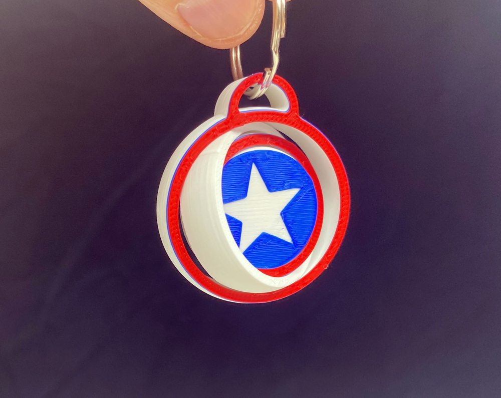CAPTAIN AMERICA Fidget Gyroscope Keychain Spinner (Print-In-Place)
