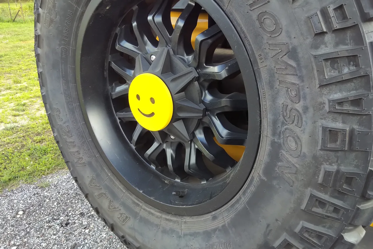 Smiley Face Hubcap for Mickey Thompson Wheels by HalfwitTomfoolery