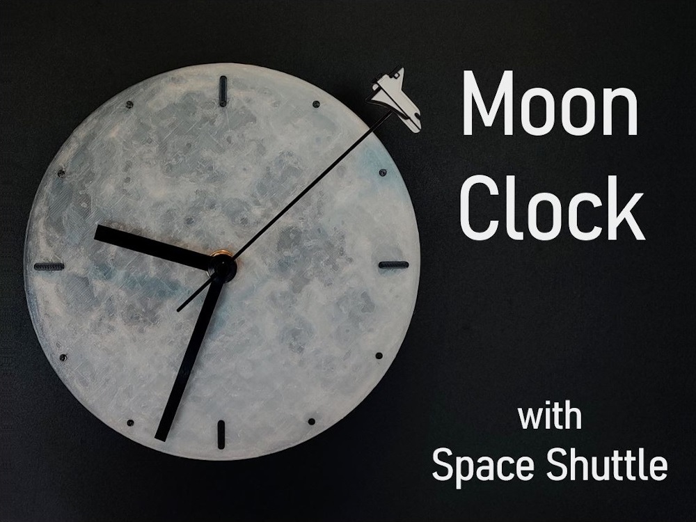 Moon Clock with Space Shuttle (Glows in the Dark)
