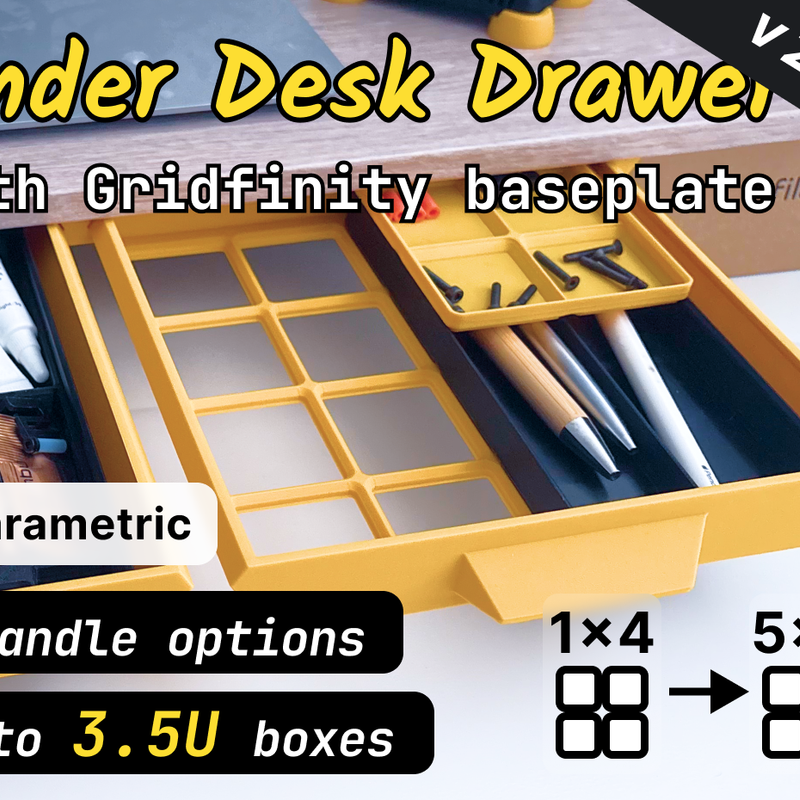 Under Desk Drawer - Gridfinity by AdamsMakerLab | Download free STL ...