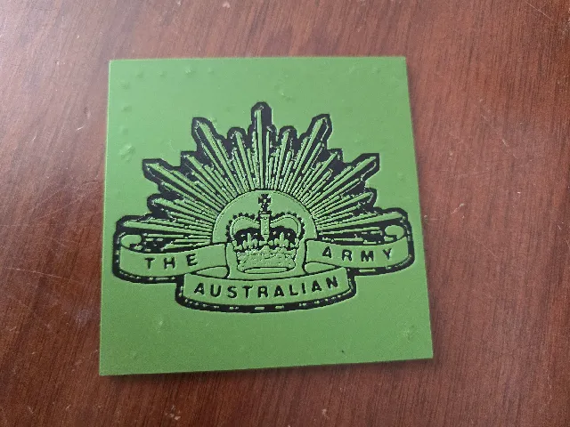 Australian Army Rising Sun Square Coaster Set (Queen's Crown)