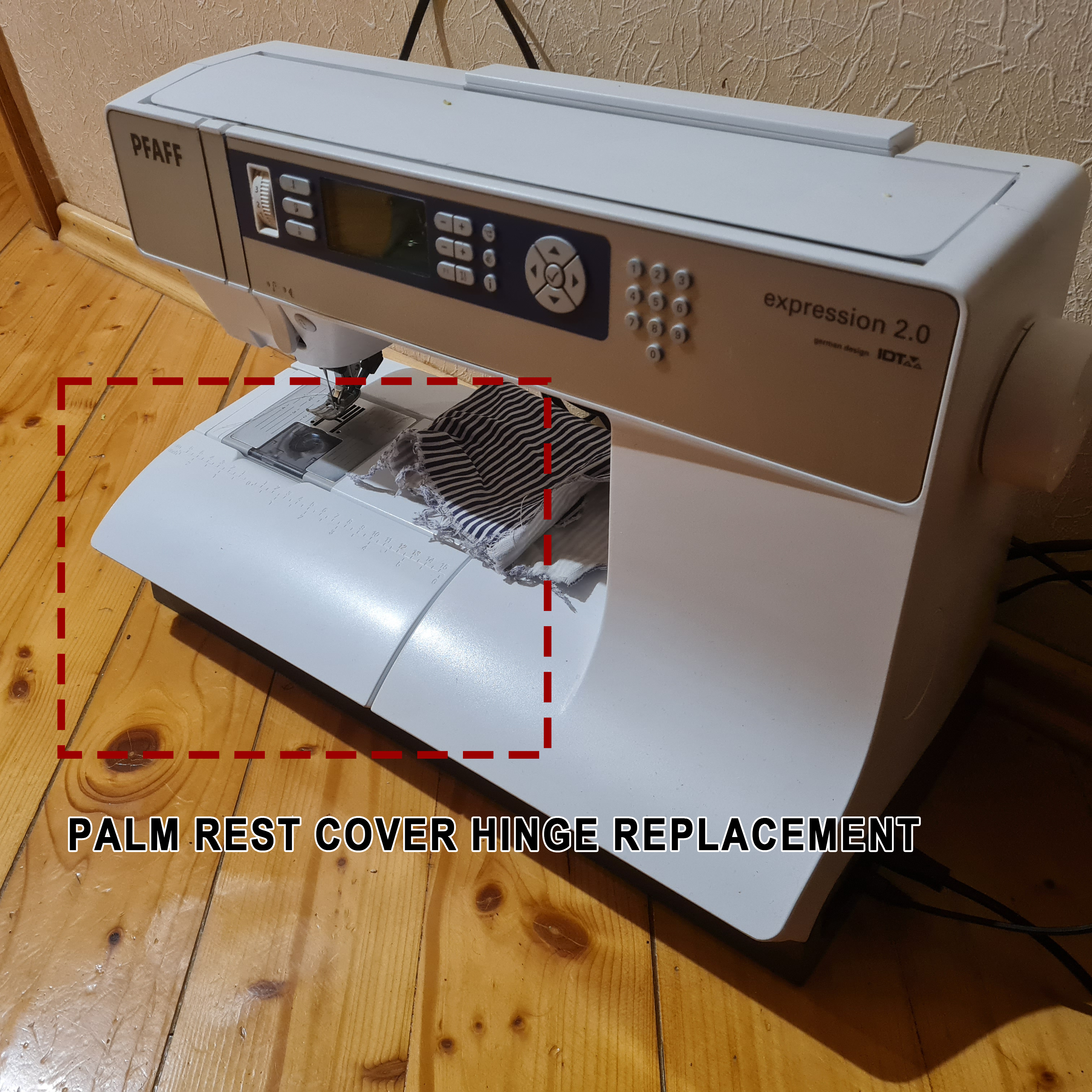 Pfaff Expression 2 // Sewing machine // Palm rest cover hinge replacement
