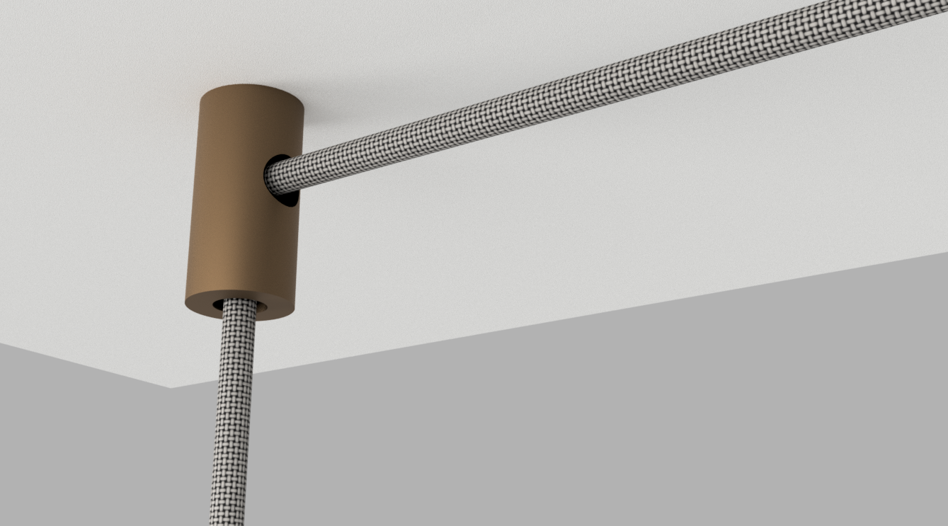 Contemporary Ceiling Mount for Textile Lighting Cable - Type1