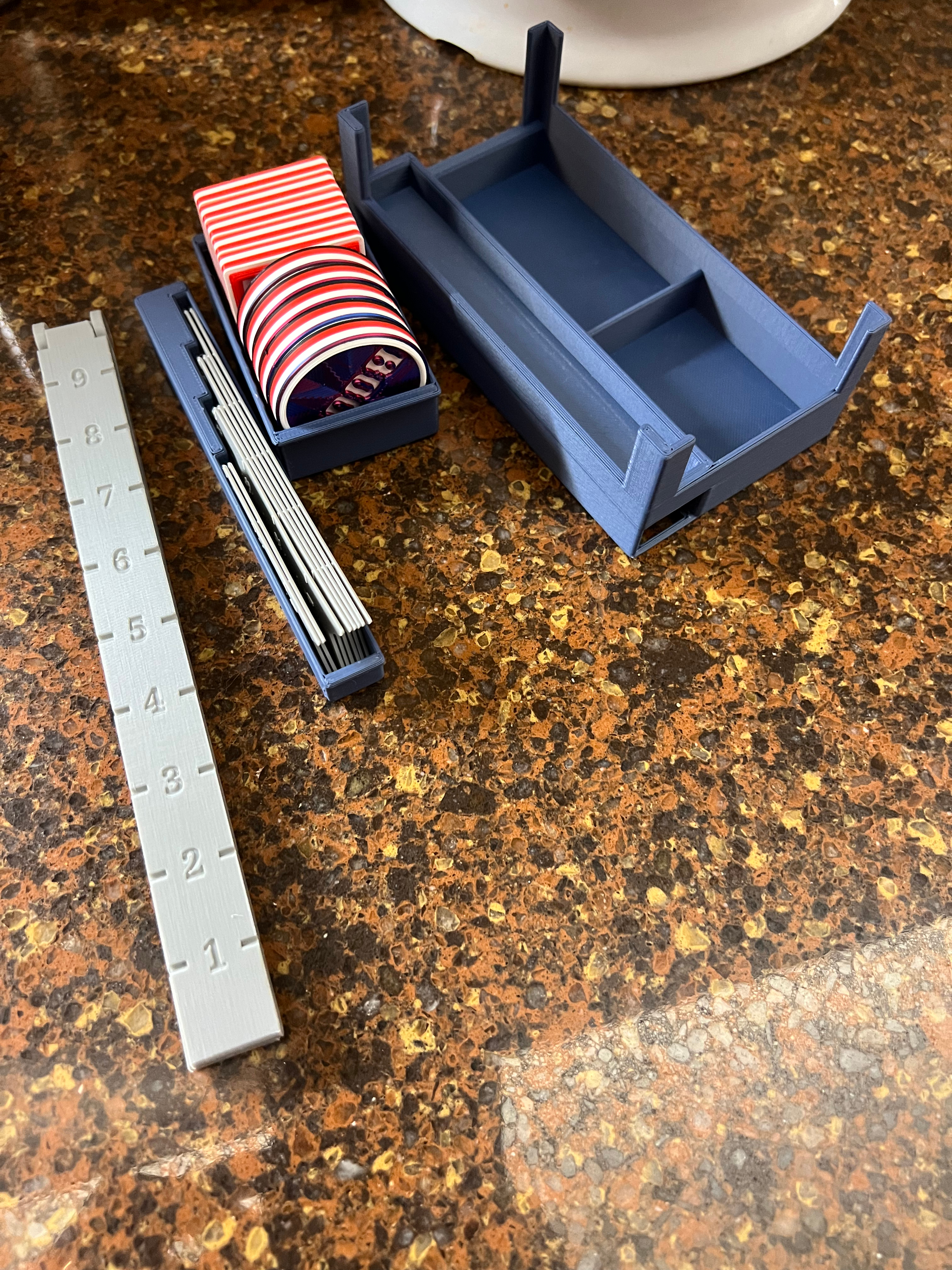 Box for Traveller RPG gaming rulers, gaming tokens and dice/miniatures