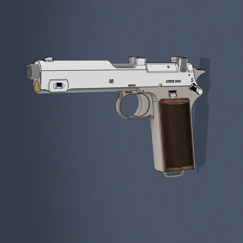 Steyr M1912(Steyr hahn)ホルスターと3Dプリントトイガン Steyr-Hahn 1912 handgun by Wizard_pope | Download free STL model