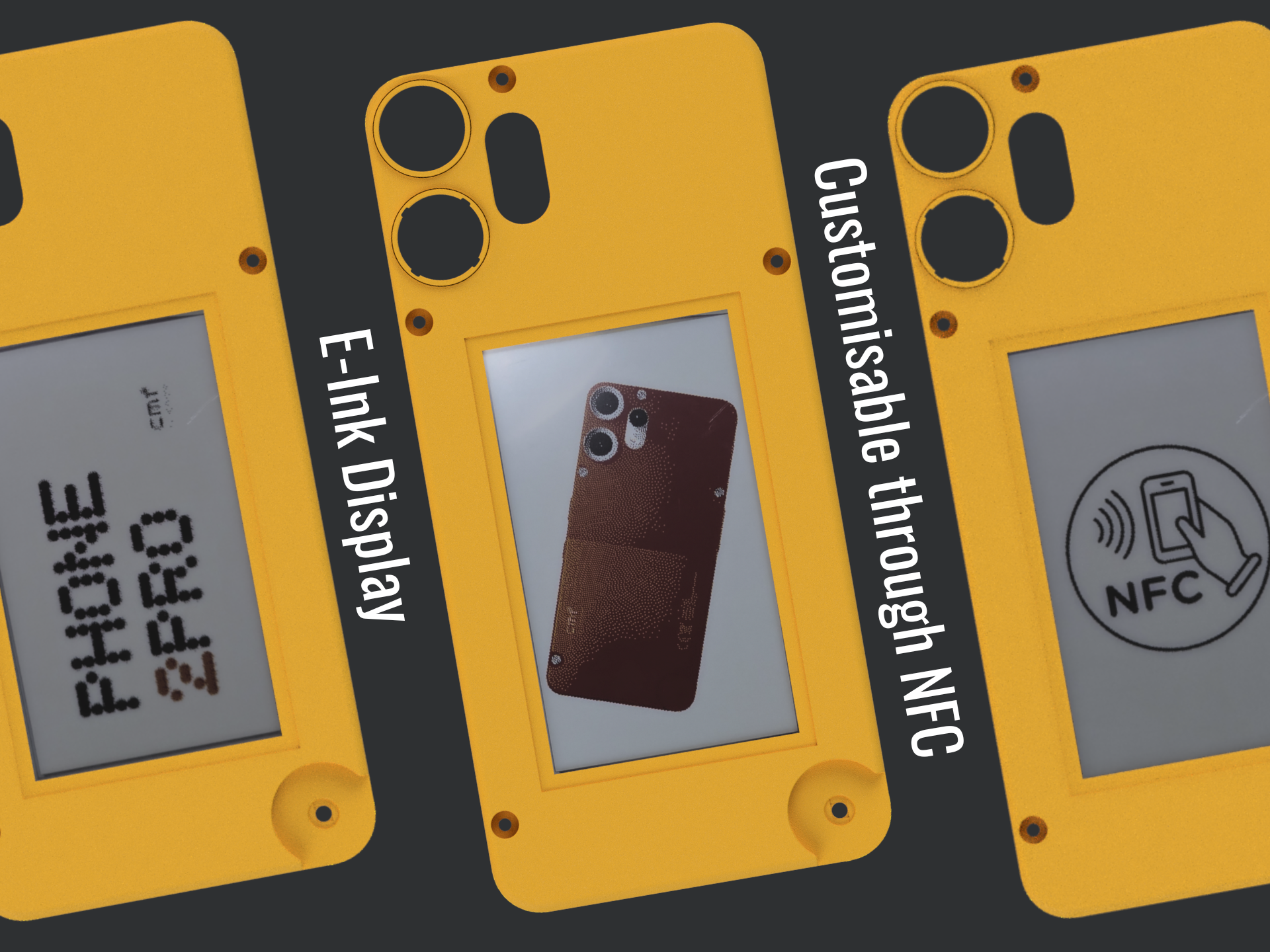 Sim & Customisable NFC E-Ink display cover for CMF Phone 2 Pro (+2.3mm thickness!)