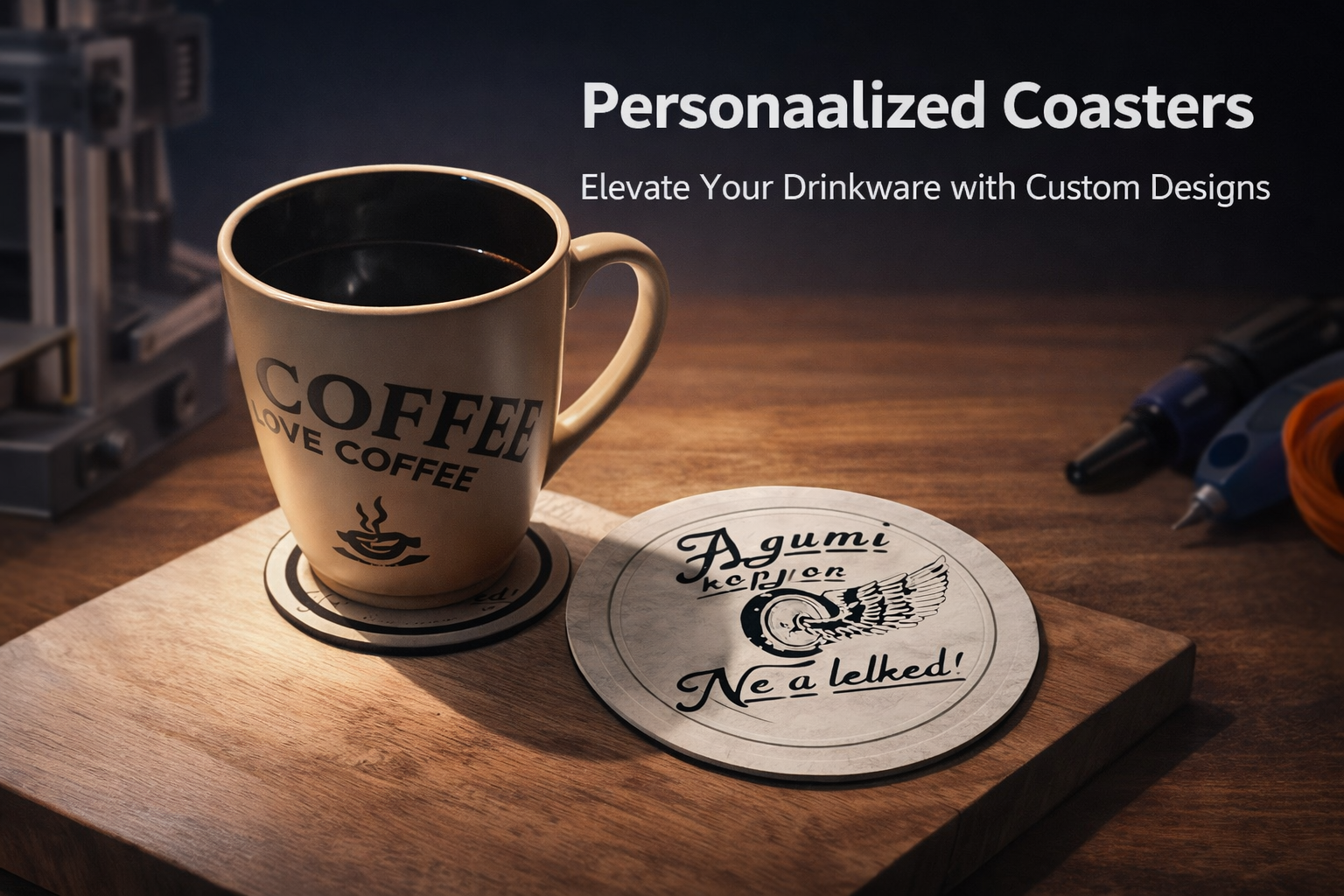 Custom coaster with inscription