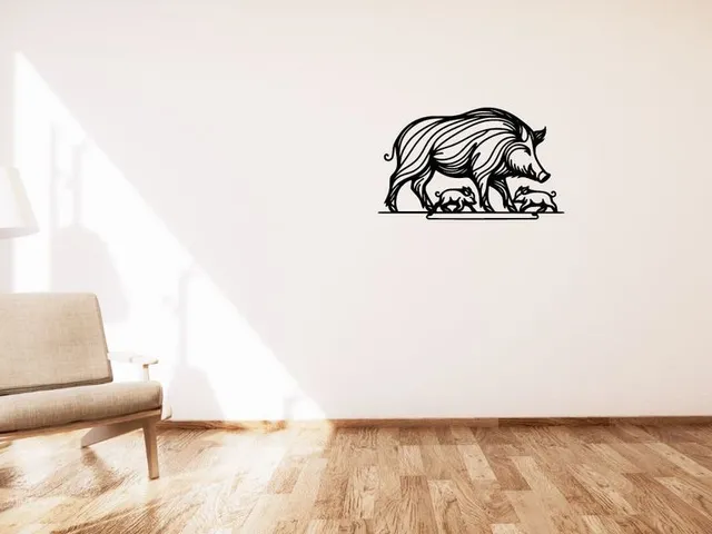 Wild pig with piglets / Divoké prase se selaty wall decoration