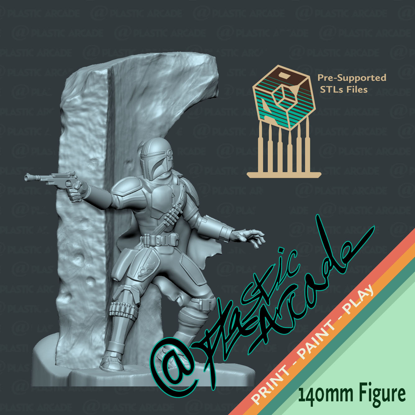 Animated Style Mandalorian Statue