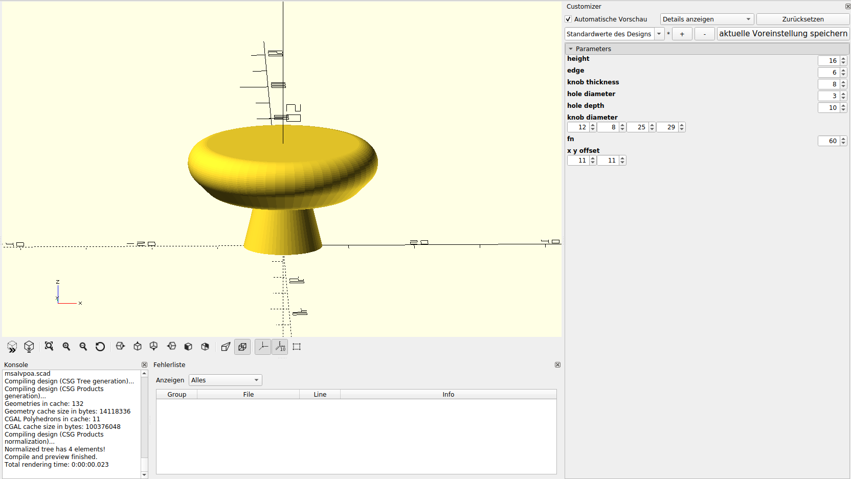 Anpassbares / Customizable OpenSCAD- Script für / for Schrankknöpfe ...