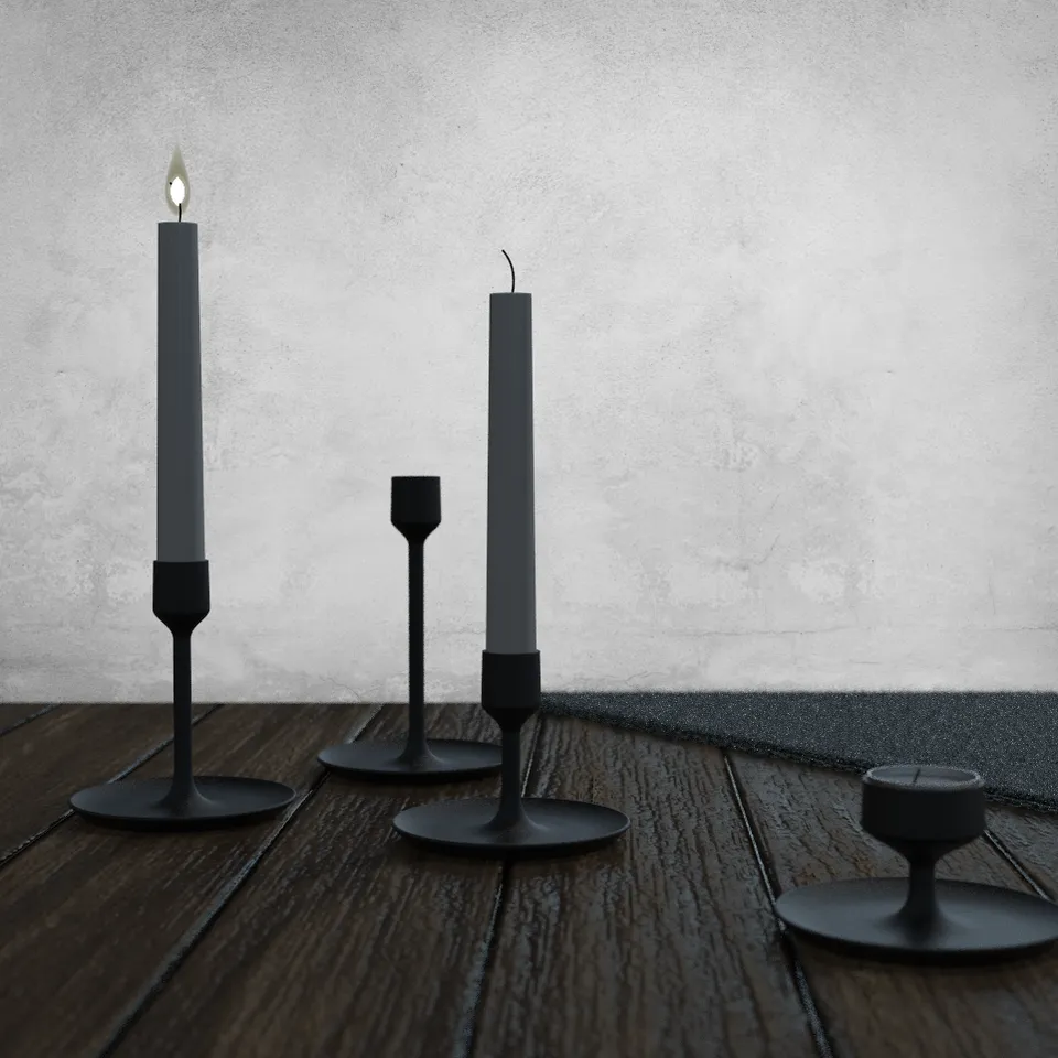 FULLTALIG black, Candlestick, set of 3 - IKEA