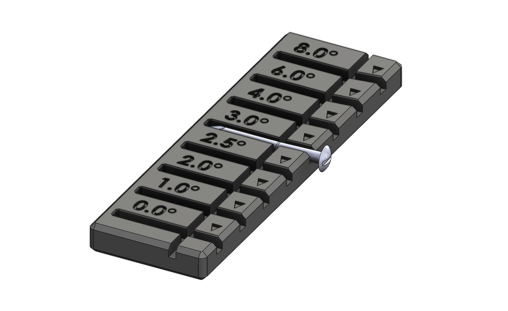 Axle Angle Gauge for Pinewood Derby Cars by Robagon3D Download free STL model