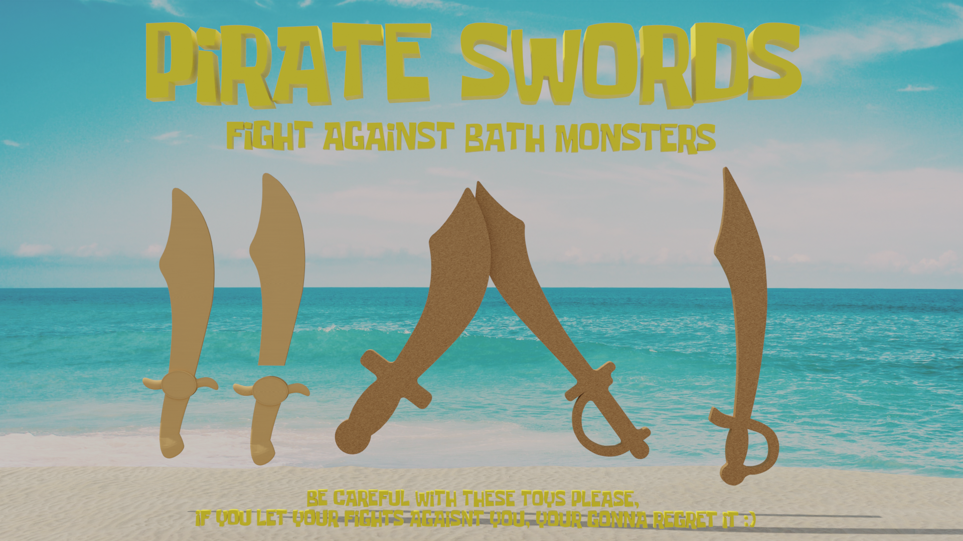 Pirate Swords Print-In-Place (4 Different models + various sizes)