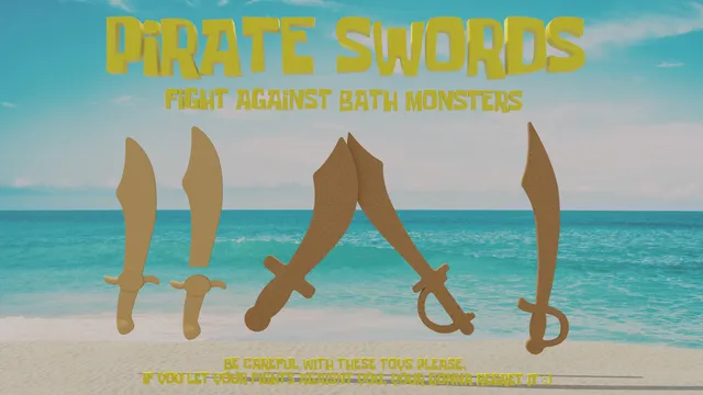 Pirate Swords Print-In-Place (4 Different models + various sizes)