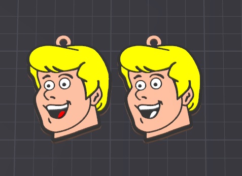 cartoon character fred (scooby doo) keychain / necklace charm (free for commercial use)