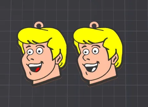 cartoon character fred (scooby doo) keychain / necklace charm (free for commercial use)